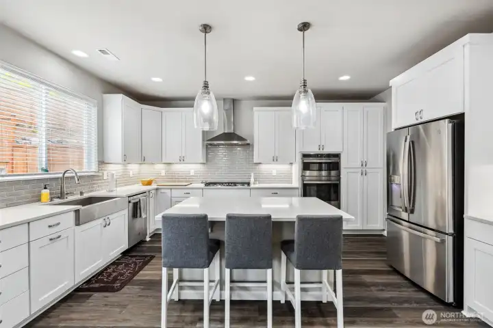Upgraded cabinetry and quartz countertops