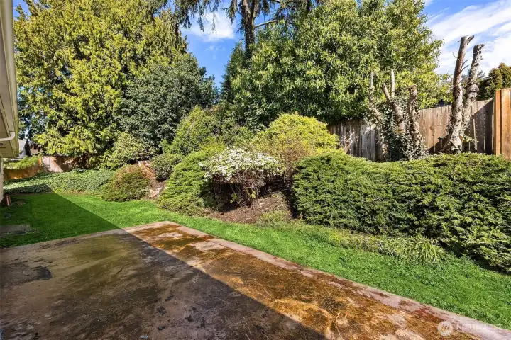 Large patio in private back yard.