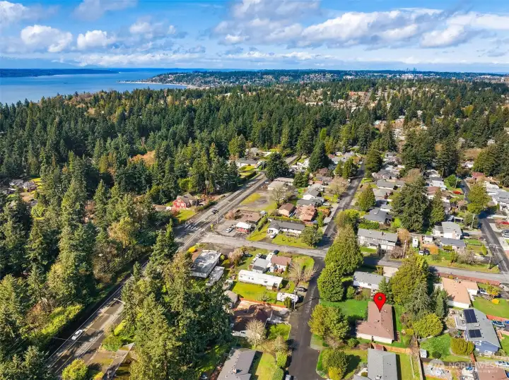 Less than 4 miles from Burien. 15 miles to Seattle. Near the Angle Lake Light Rail station for convenient public transit.