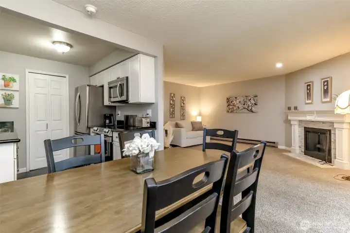 Open layout kitchen, dining, and living space designed for easy entertaining and everyday comfort.