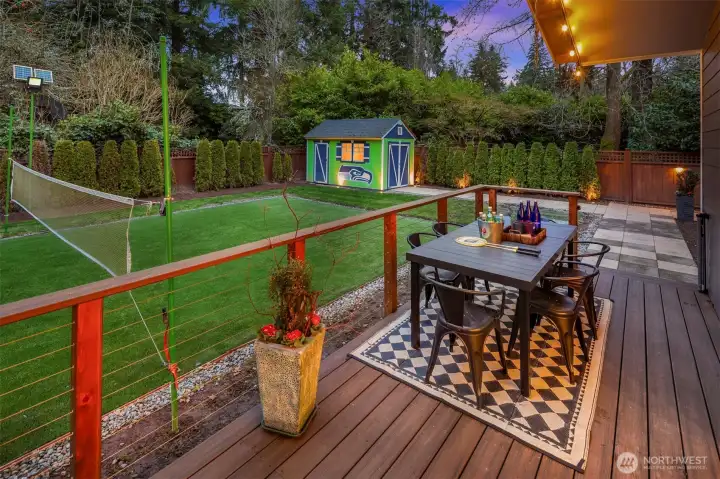 lighted sports court—ideal for evening games and outdoor fun.