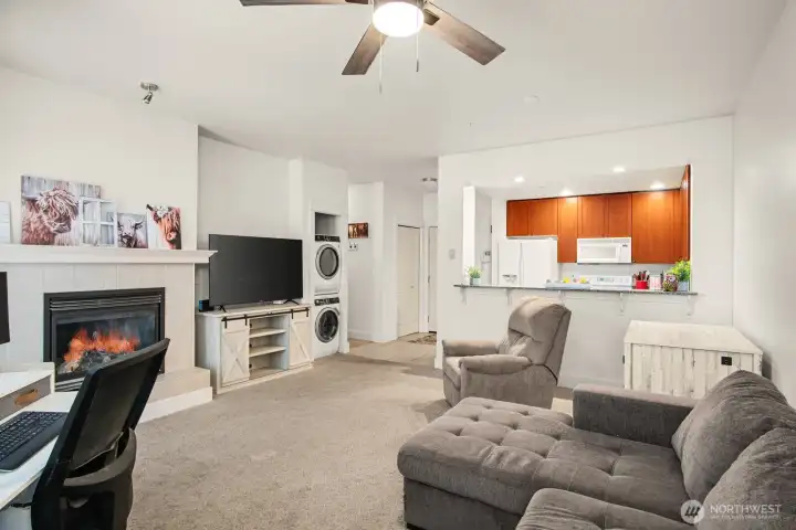 Living room, gas fireplace