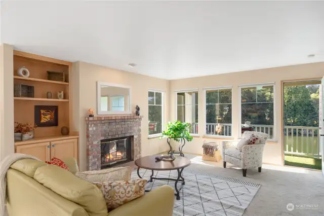 Living room, fireplace and views.  A wonderful relaxing home.