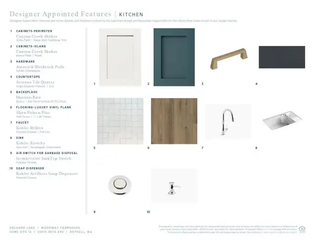 Designer Appointed Features for Homesite 14 in Orchard Lane