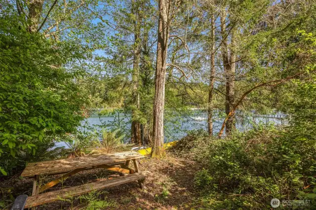 At the end of the beach trail you will find a sweet little pic-nic table to enjoy your water view.