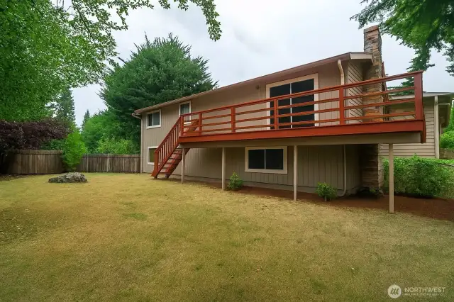 Nice view of the backyard and deck.