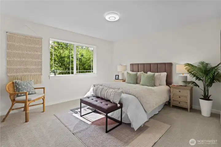 Primary bed features ensuite with large closet
