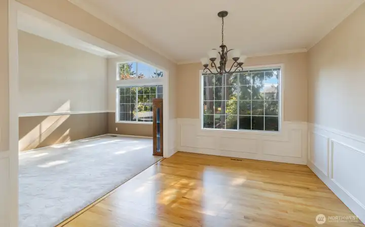 Looking through dining room into living room.