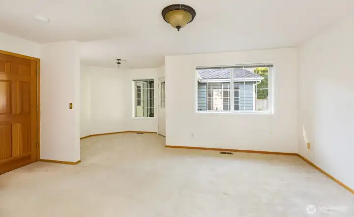Master bedroom showing alcove seating area.