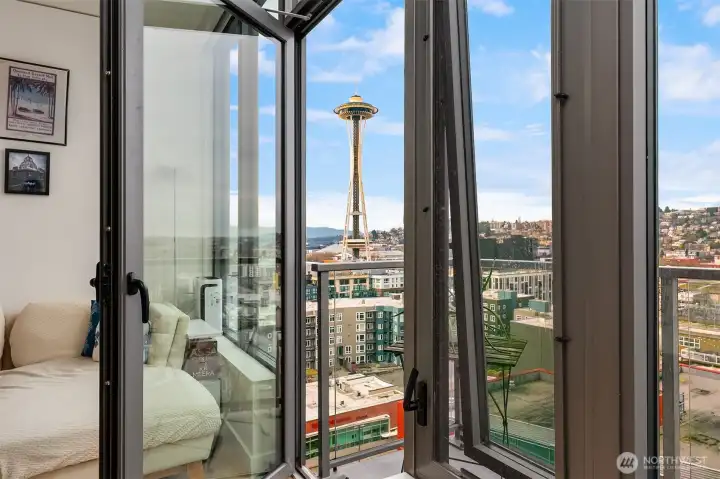space needle view from living room
