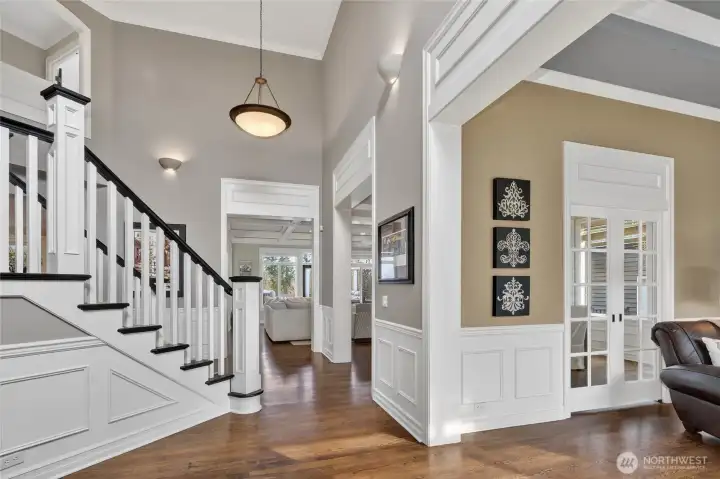 Soaring two-story foyer