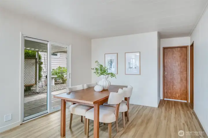 Entertain at the dining room inside or outside. Easy access out to the patio.