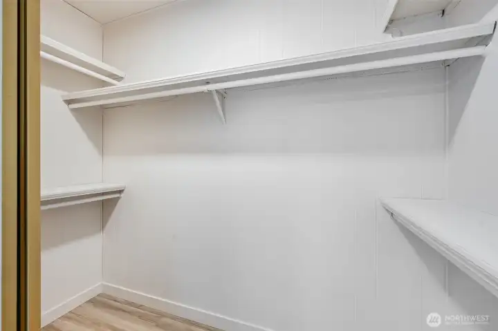 A large walk in closet.