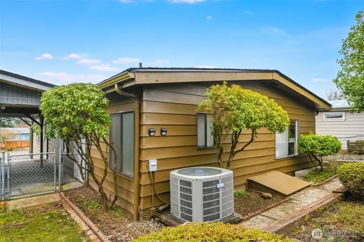 The hvac unit is out of sight.