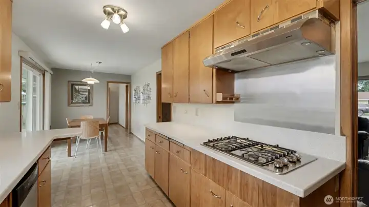 Newer stainless steel appliances, including gas range.