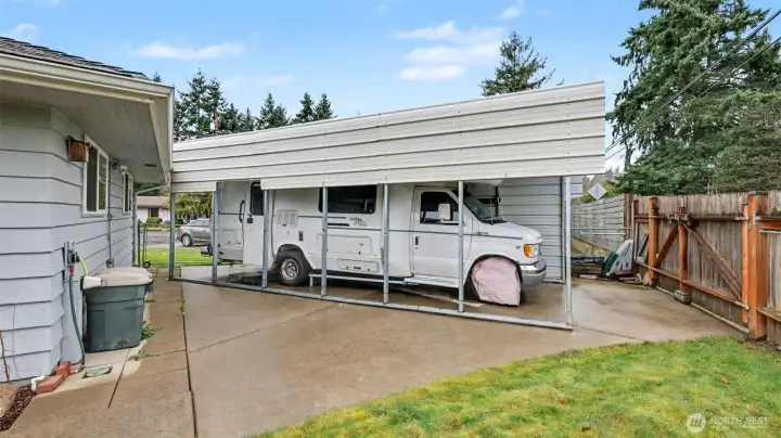 Covered RV parking.