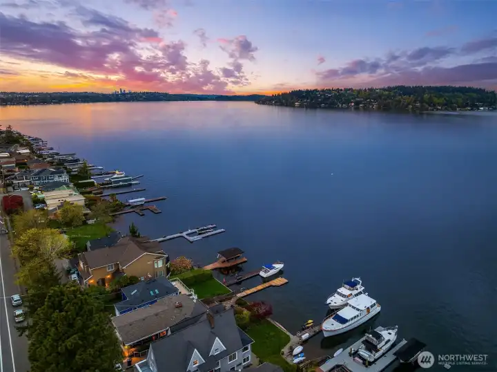 Seattle city skyline in the distance.