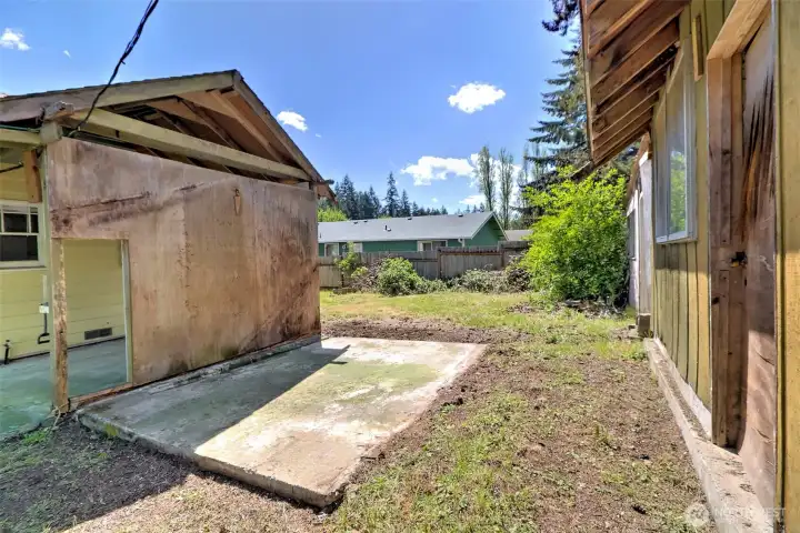 Poured slab previously used as a dog kennel