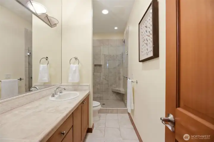 Lower level 3/4 bathroom. Lower level 3/4 bathroom.