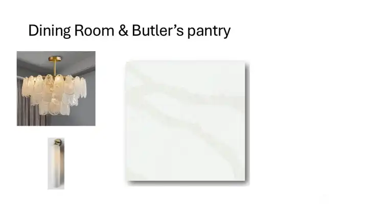 Dining room and Butlers pantry finishes. n