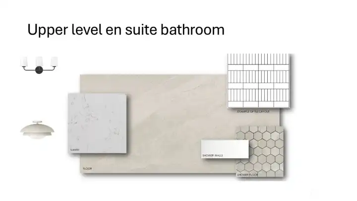 Upper level bathroom finishes.
