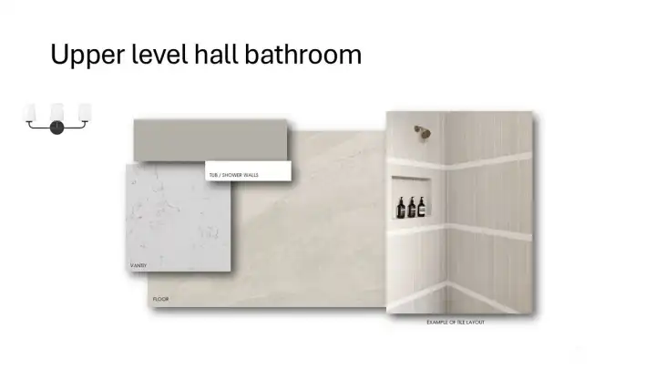 Upper level hall bath finishes.