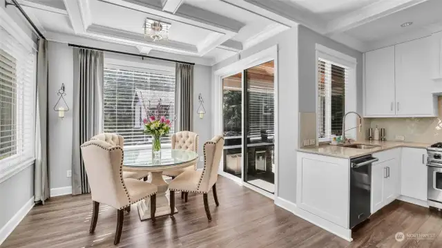 A closer look at this bright and open breakfast nook.