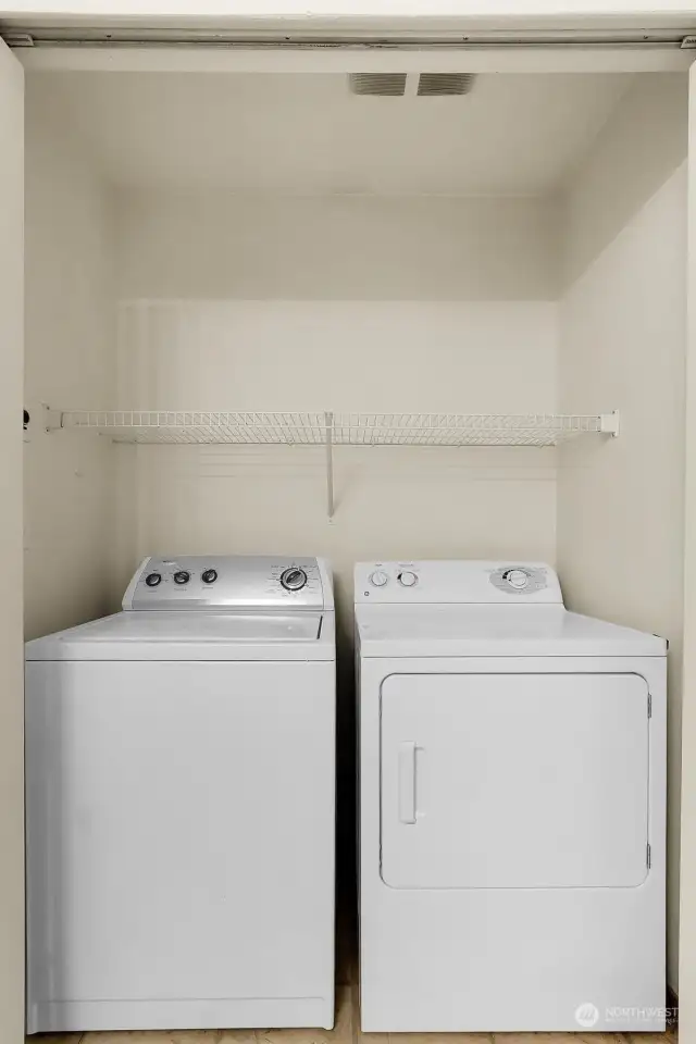 Laundry Closet in the Powder Room & Washer & Dryer Included