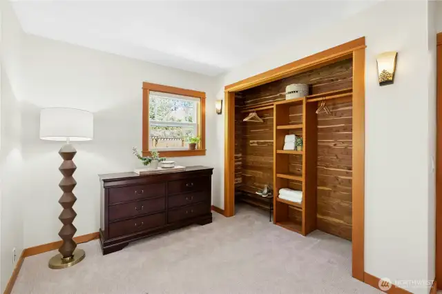 The closet and dressing area for the main floor bedroom.