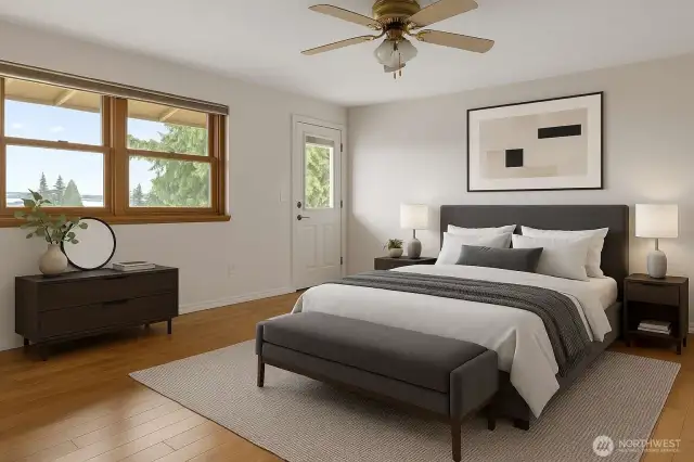 Primary bedroom with access to deck