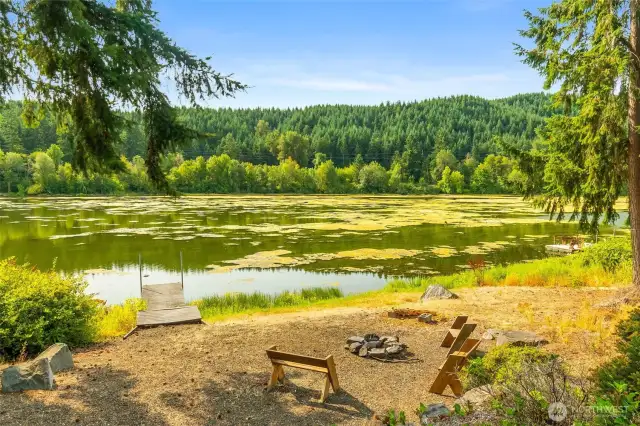McIntosh Lake is 110 acres and includes stocked rainbow trout with occassional large "jumbo" plants, plus largemouth bass, perch and brown bullhead. The Yelm-Rainier-Tenino walking/biking trail is on the far bank of the lake. There is a boat launch just up Military Rd. from the home.