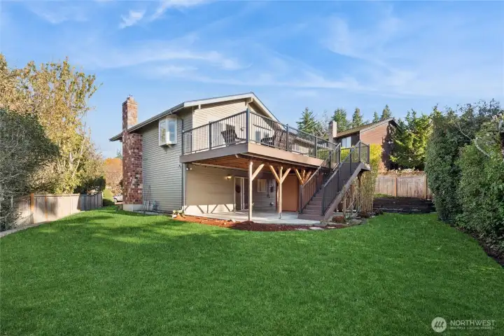 Back yard with all new sod.