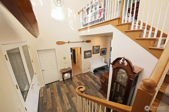 Stairway with landing at top