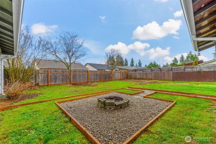 Fire pit in backyard