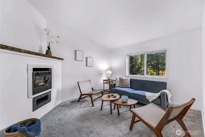 Bonus room with fireplace.