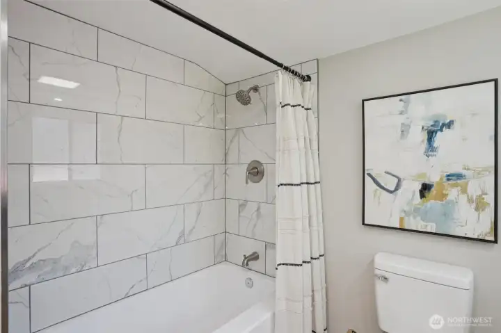 New tile shower in upstair bathroom