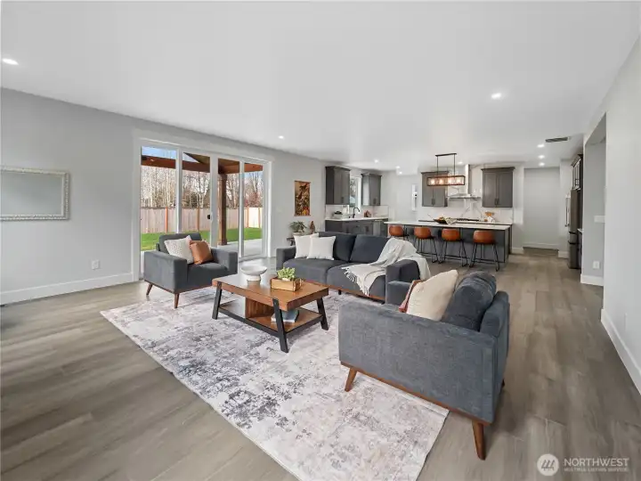 Open and bright entertaining area.