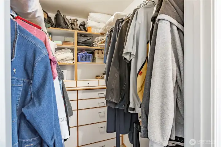 Primary walk-in closet.