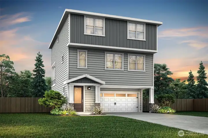Example of the Evergreen floor plan to be located at 8741 151st ST E