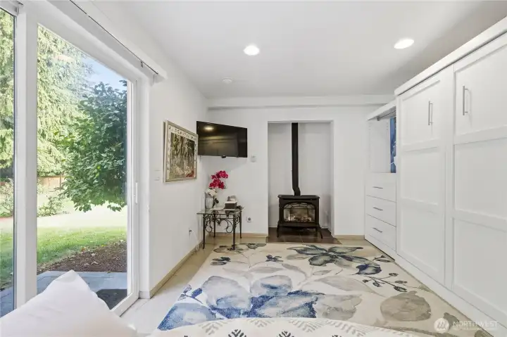 Downstairs studio has a convenient murphy bed.