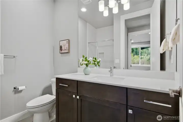 Main floor guest bathroom with shower Main floor guest bathroom with shower
