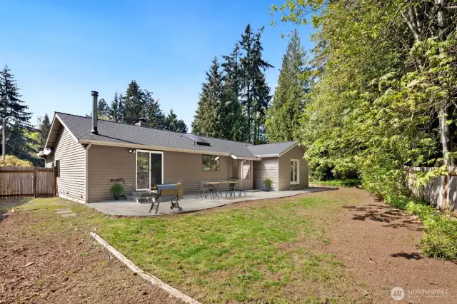 great patio for entertaining this summer.  Fenced in yard.  Shed around the back for storing yard stuff.