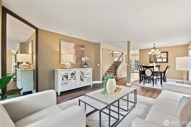 Living room and dining room area can be used for formal or casual living.