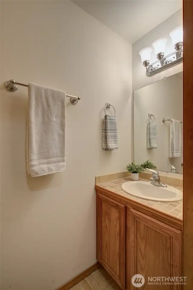 Convenient half-bath adds extra comfort for you and your guests.