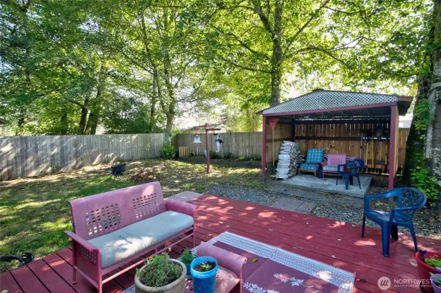 Enjoy the cabana for shaded lounging or outdoor gatherings.