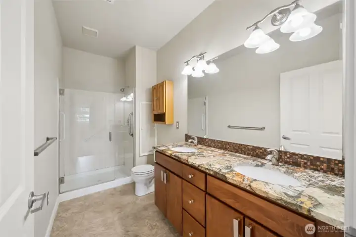 Primary Bath with Walk in Shower.