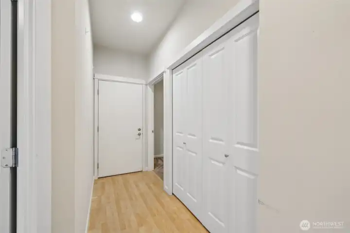 Hallway to Bedroom #3 and the Garage.