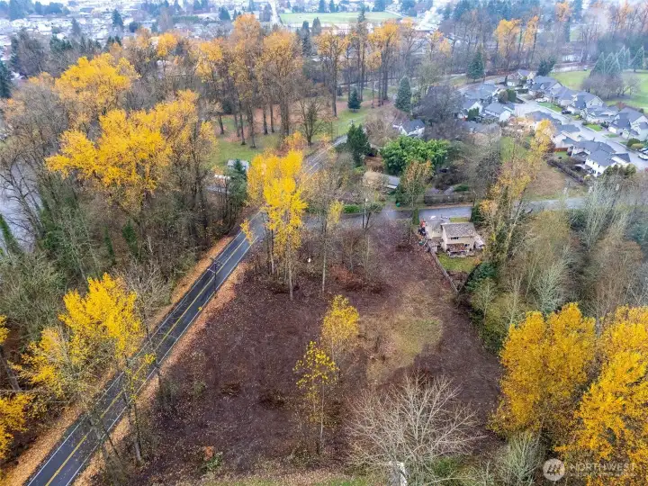 Issac Evans Park to the left side of the roof.