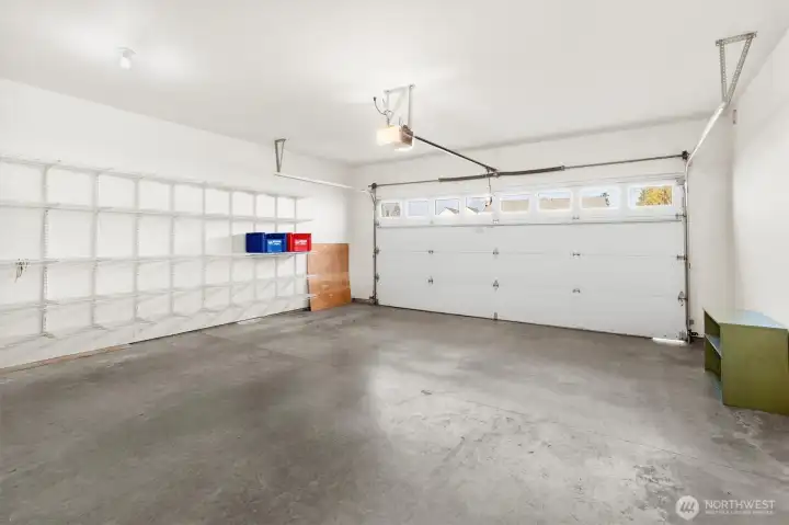 Large two car garage.