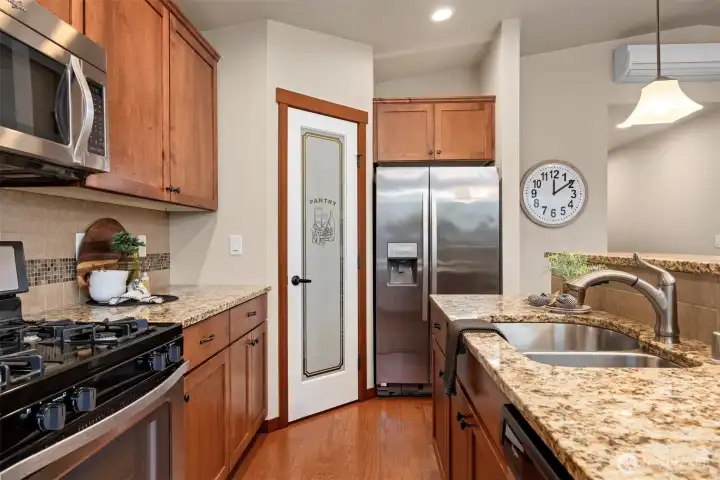 The walk-in pantry provides extra storage - a rare amenity for condo living.